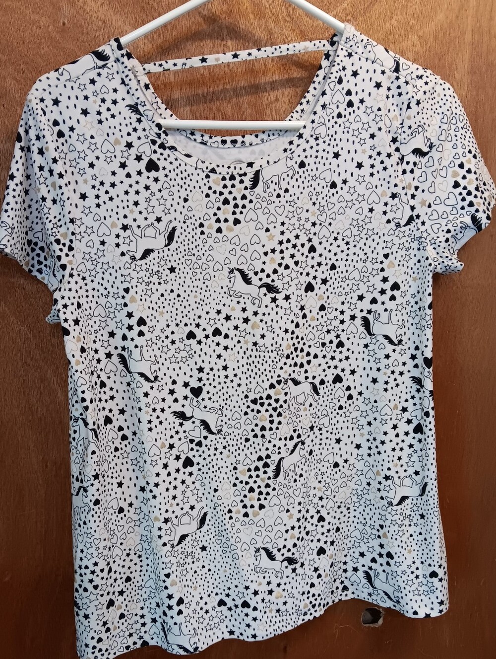 wonder nation White Short-Sleeve Tee with Black Unicorn & Star Print
